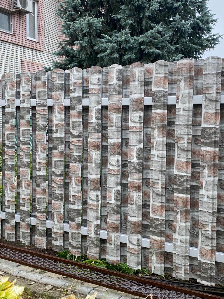 забор из штакетника printech кирпич зольный фото7 в Новороссийске