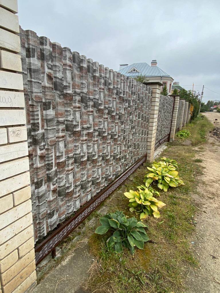 забор из штакетника printech кирпич зольный фото3 в Новороссийске