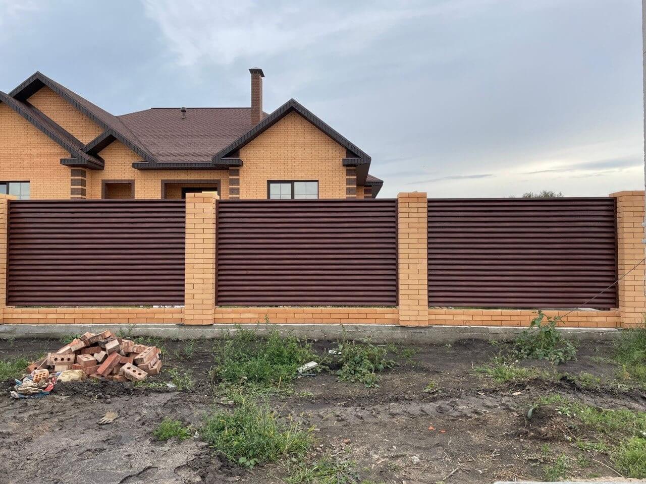 Забор с ламелями Еврожалюзи 53м SteelArt Античный Дуб фото3 в Новороссийске