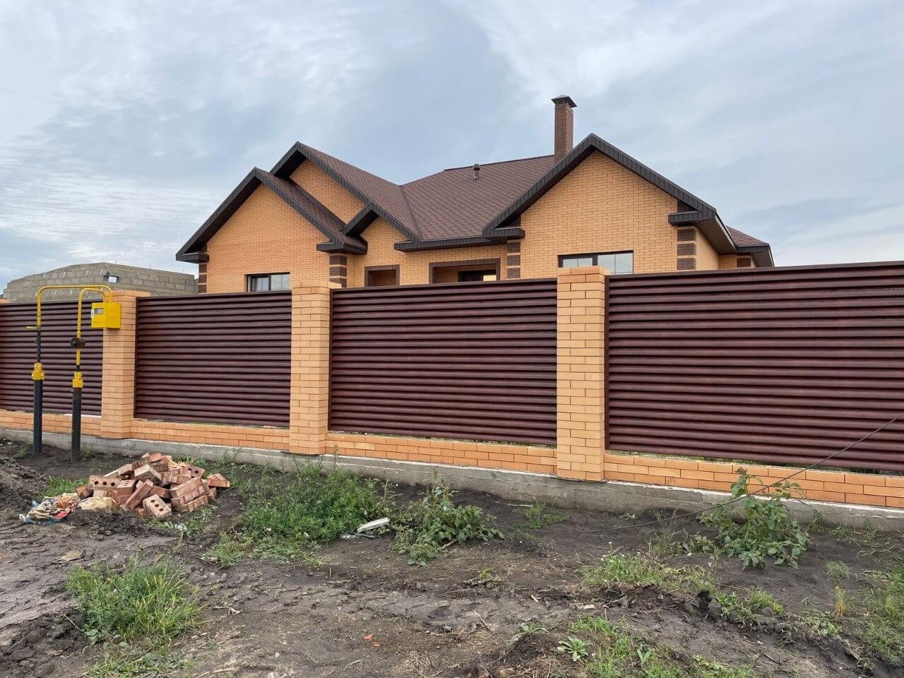 Забор с ламелями Еврожалюзи 53м SteelArt Античный Дуб фото2 в Новороссийске