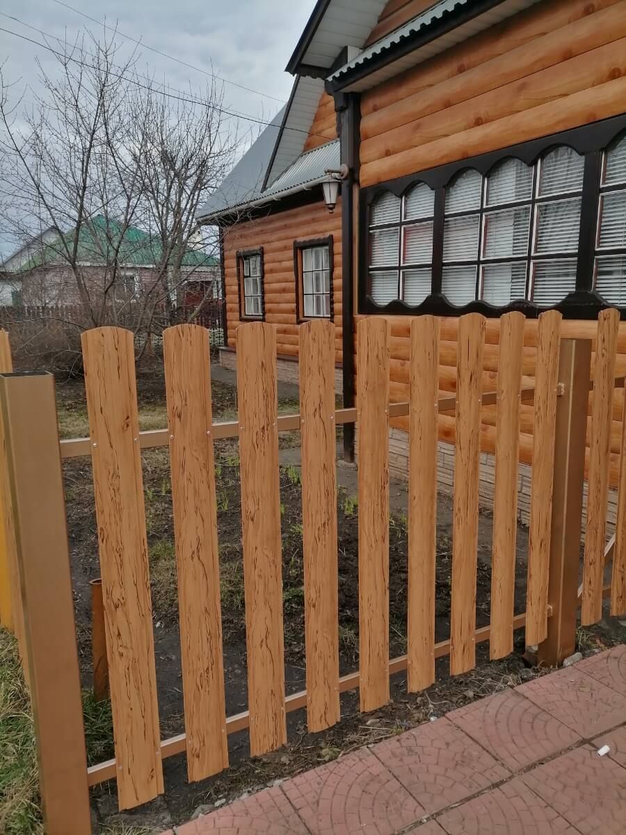 Забор из металлического штакетника 19м Кипарис 2xPrintech двусторонний в Новороссийске