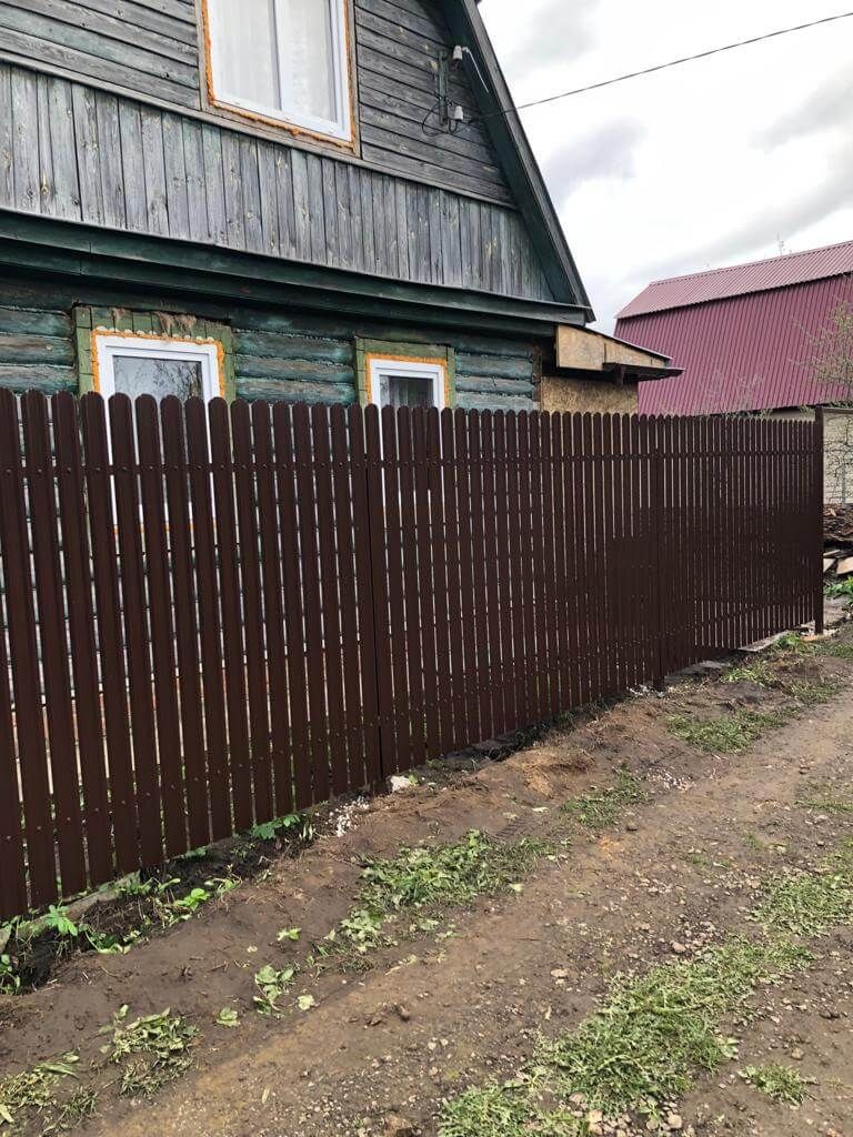 Забор из штакетника ЭКО-М 22м RAL8017/8017 Шоколад двусторонний в Новороссийске