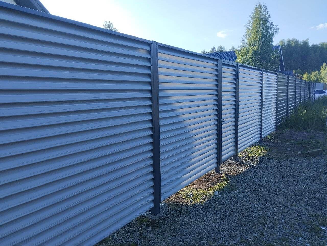 Забор из ламелей еврожалюзи 20м RAL7004 Серый в Новороссийске