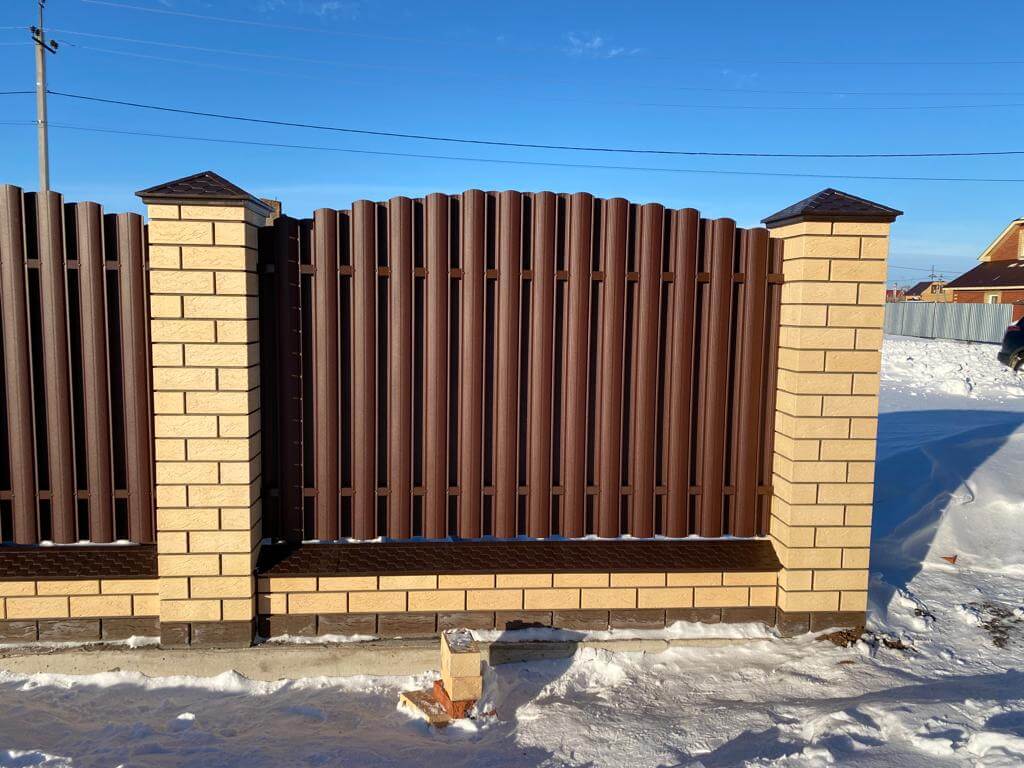 Забор из евроштакетника 57м RAL8017/8017 Шоколад двухсторонний МАТТЕ в Новороссийске